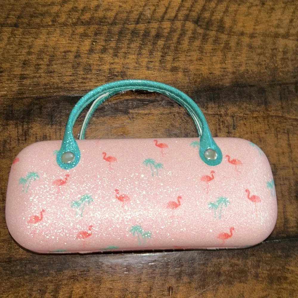 Tommy Bahama Kids Eyeglass Sunglasses Case Pink‎ Aqua Flamingos & Palm Trees